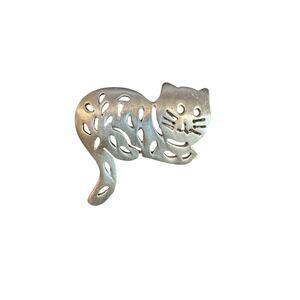 Ultracraft Cat Silvertone Cut out Brooch Pin